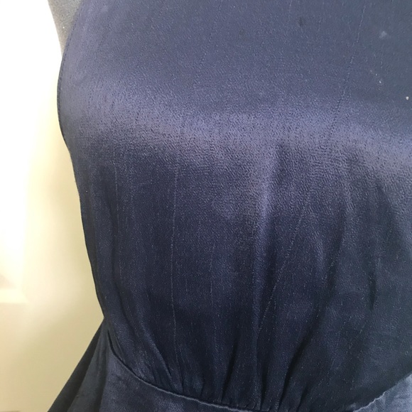 Zara Navy Blue Satin Cut Out Top - Picture 7 of 8